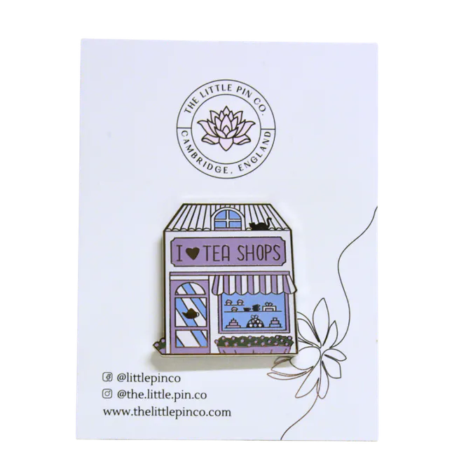 Hovedbilde I Love Tea Shops stor Enamel Pin