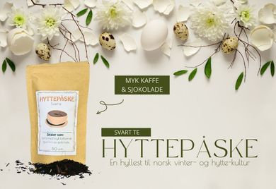 Påske-te, svart med kaffe og sjokoladesmak.